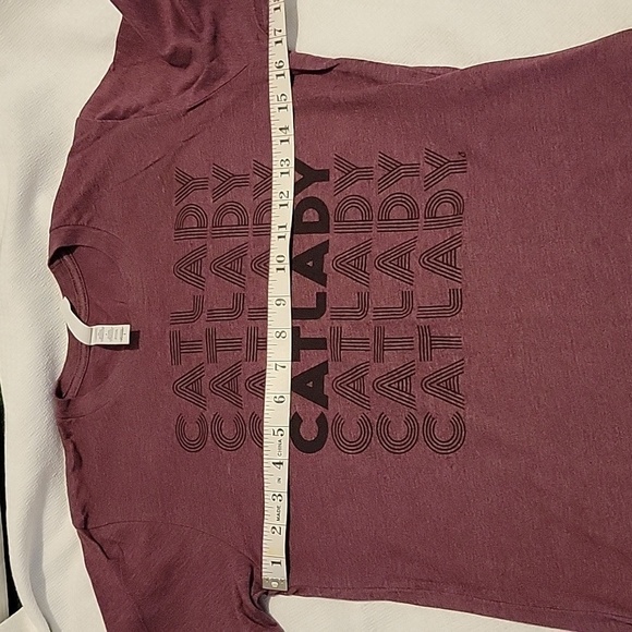 Bella Canvas Maroon Black Cat Lady Tee Shirt Size Small - Picture 4 of 5